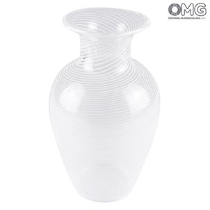 花瓶花絲戛納白色-原始玻璃Murano