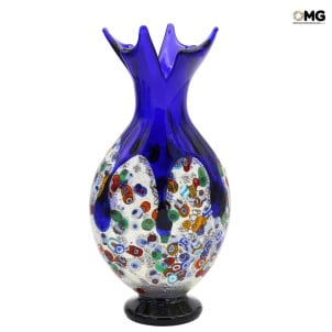 Gabbiano Blue - Vase - Murano glass Millefiori