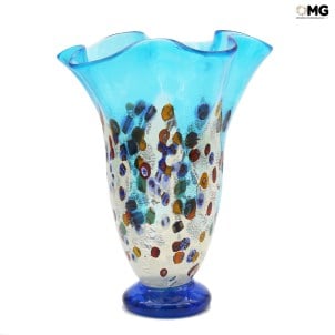 Tulipano Azul Claro - Vaso de Flores - Vidro Murano Millefiori