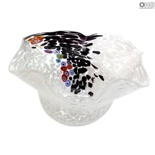 قطعة مركزية للوعاء قوس قزح - أبيض - زجاج مورانو الأصلي OMG