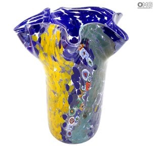 Vase Regenbogen - Blau - Original Murano Glas OMG