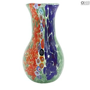 Vase Flasche Regenbogen - Grün - Original Murano Glas OMG
