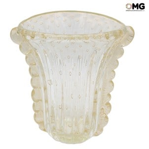 Vaso Vulcano Crystall - Ouro - Original Murano Glass OMG