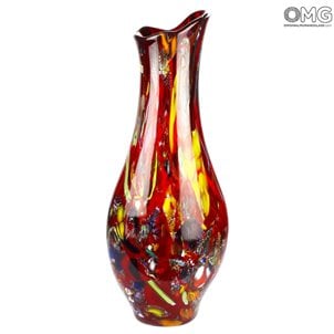 Vaso vermelho - efeitos multicoloridos - vidro Murano original OMG Vaso vermelho - efeitos multicoloridos - vidro Murano original OMG