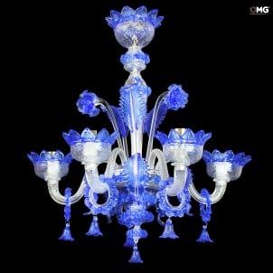 Candelabro Veneziano Regina - azul - Vidro Murano Original