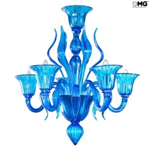 베네치아 샹들리에 - Corvo 라이트 블루 - Murano Glass