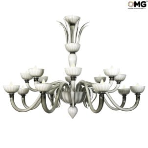 威尼斯枝形吊燈白色和灰色 - Original Murano Glass OMG