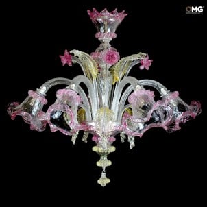 Venetian Chandelier Gemma Rose Gold - Classique - Murano Glass Venetian Chandelier Gemma Rose Gold - Classique - Murano Glass