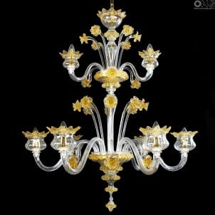 Venezianischer Kronleuchter Margherita 6 + 3 Lichter - Blumen - Muranoglas