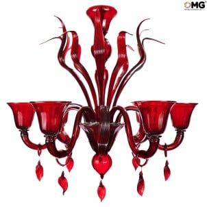 Venetian Chandelier Corvo - Red - Murano Glass