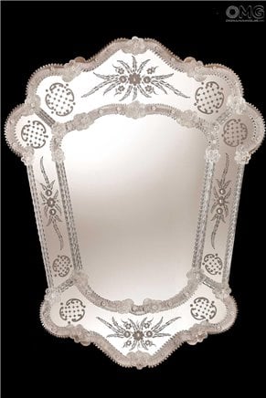 Filippo - Espelho veneziano de parede - vidro Murano e ouro 24 quilates