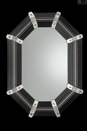 Schwarzer Nacht - Wand venezianischer Spiegel - Muranoglas