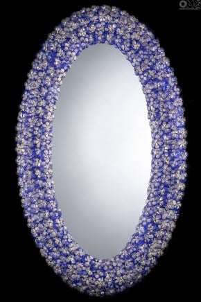 Букет Синий - Настенное Венецианское Зеркало - муранское стекло