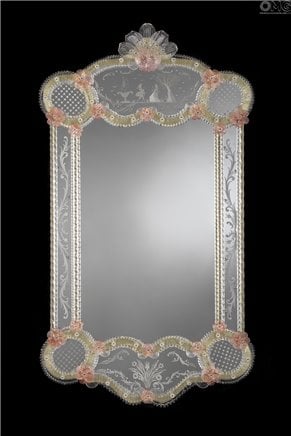 Ca Franchetti Pink - Wand venezianischer Spiegel - Muranoglas