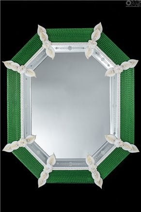 Herba - Verde - Espejo veneciano de pared - Cristal de Murano