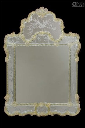 Ca Zanardi - Espejo veneciano de pared - Cristal de Murano y oro 24 quilates