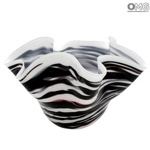 Missoni Bowl Centerpiece - Black and White - Original Murano Glass OMG® venetian_murano_varius_glass_omg_0678