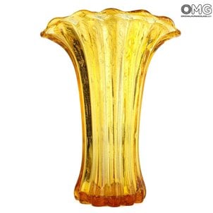 Flower Vase - Amber & Gold - Original Murano Glass OMG
