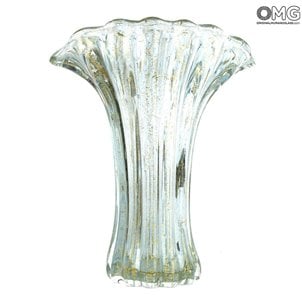 Flower Vase - Crystal & Gold - Original Murano Glass OMG