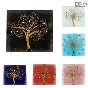 ساعة الحائط - شجرة الحياة - زجاج مورانو الأصلي OMG