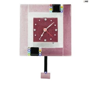 Настенные часы с маятником - Murrina Pink - Medium - Original Murano Glass OMG