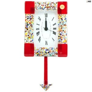 Rouge - Pendulum Wall Clock - Murrina Angles Red - Small