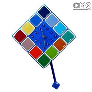 wall_clock_watch_murano_glass_blue