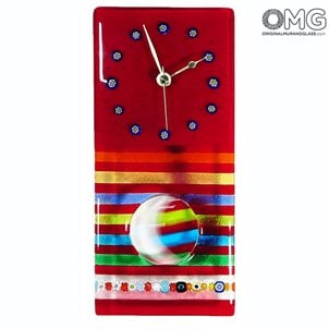 wall_clock_watch_murano_glass_omg_red