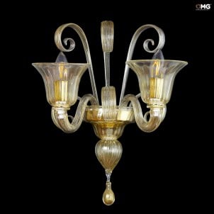 Wall Lamp Foscari Gold - Pastoral - Murano Glass - 2 lights applique