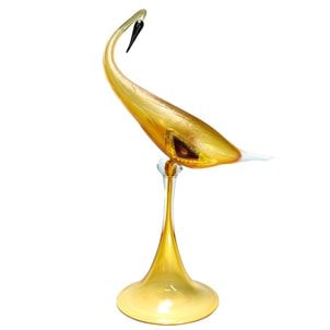 Yellow Swan - Statue en verre - Verre de Murano original OMG