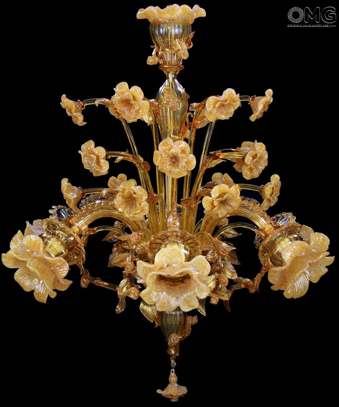 Chandelier Amber Fl Murano Glass
