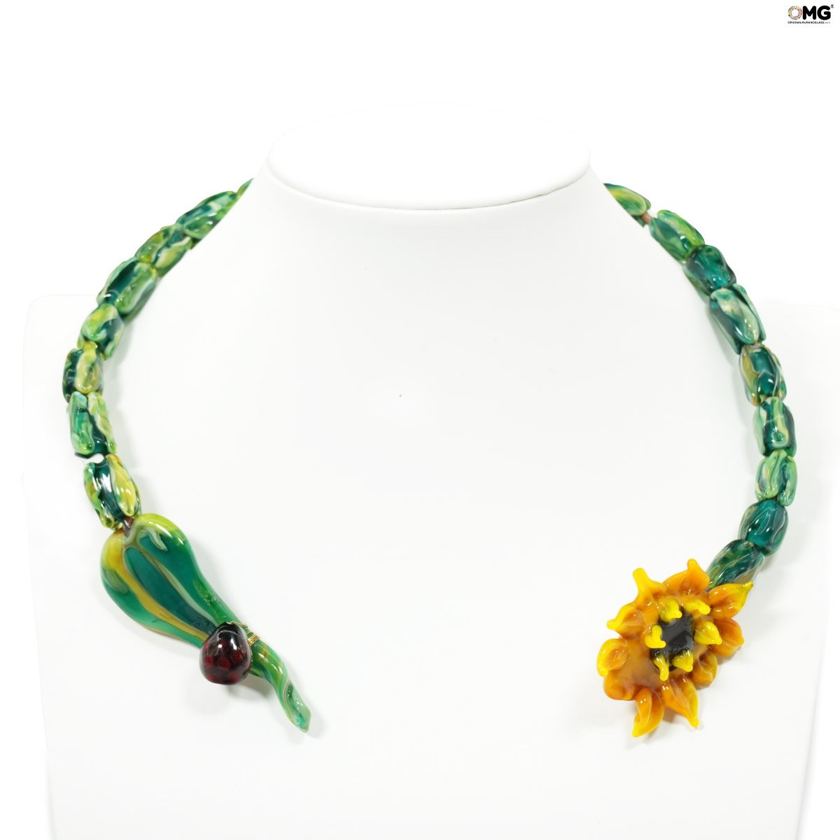 Glass sales sunflower necklace