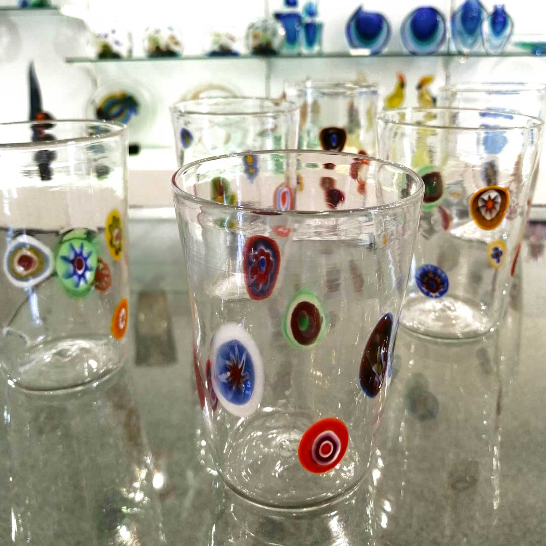 "SORRENTO" WINE GLASSES HAND PAINTED VENETIAN GLASSWARE GLASSWARE SET/6 