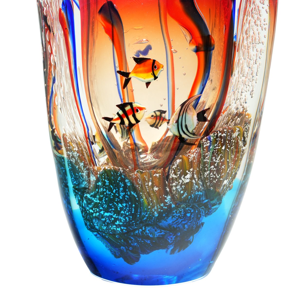 Vase Aquarium - Sunset- with tropical fish - Original Murano