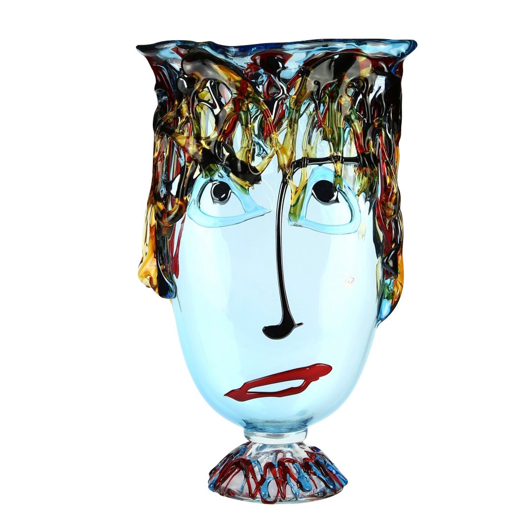 Musana Vase Light Blue Tribute To Picasso Original Murano Glass Omg