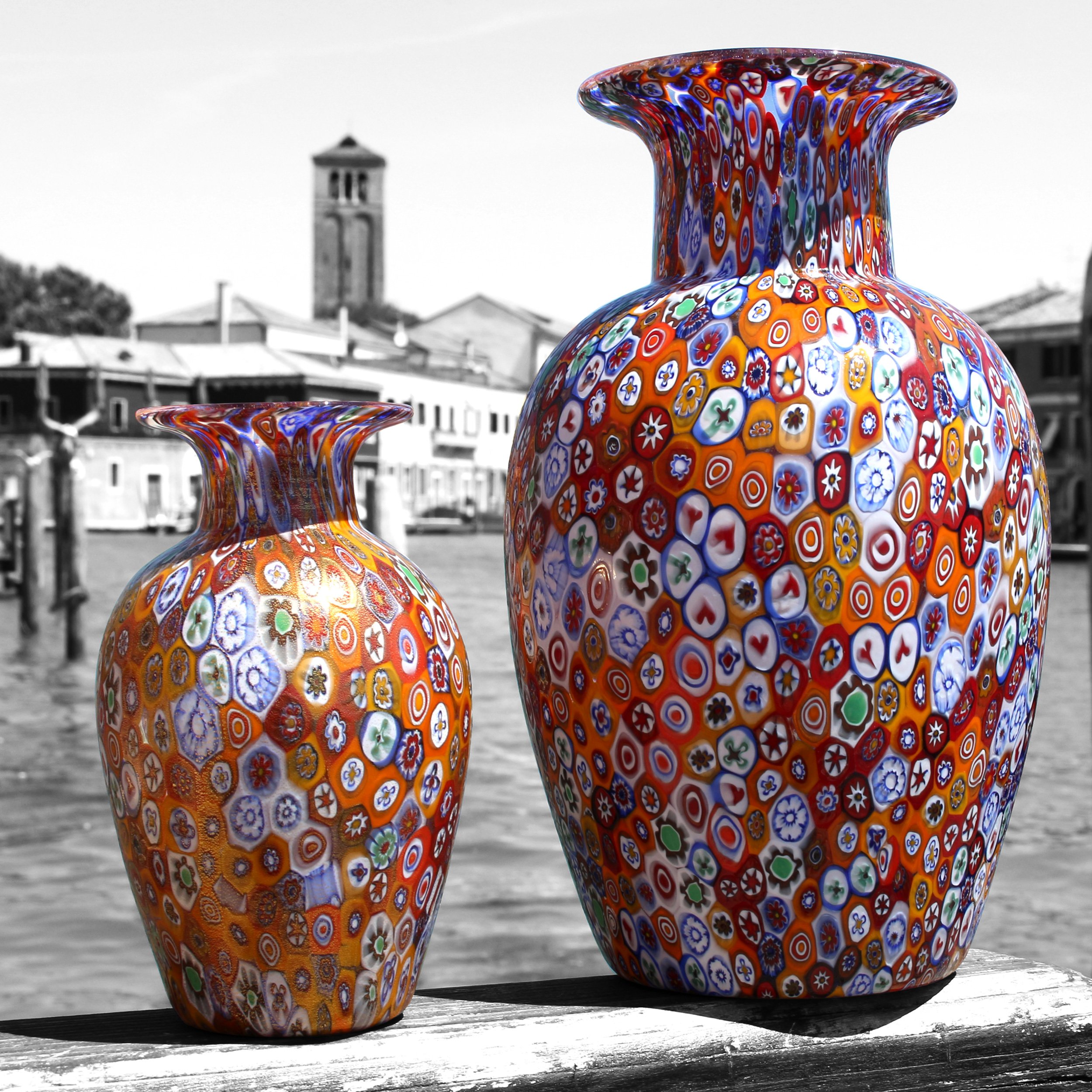 ムラーノ ミルフィオリ murano millefiori 花瓶-