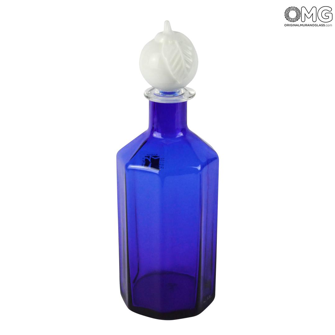 Bottle Blue White Apple Carlo Moretti Murano Glass Vase