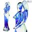 Sculpture Amoureux - OneLove - Décoration Vert Bleu Clair - Verre Original de Murano OMG