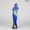 Sculpture Amoureux - OneLove - Décoration Vert Bleu Clair - Verre Original de Murano OMG