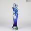 Sculpture Amoureux - OneLove - Décoration Vert Bleu Clair - Verre Original de Murano OMG