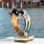 Lovers Sculpture Hug Calcedony - Original Murano Glass