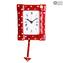 ساعة حائط بندول - أحمر مورينا - زجاج مورانو الأصلي OMG