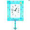 Sky - Horloge Murale Pendule - Murrina Bleu Clair - Verre de Murano Original OMG