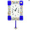 Blue - Pendulum Wall Clock - Murrina Angles Blue - Small