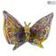 ムラーノミレルフィオーリとゴールドの蝶の置物-動物-オリジナルのムラーノガラスOMG