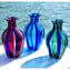 Vase Filigrane Cannes Bleu Vert - Verre Original De Murano