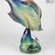 Poisson sur socle - Sculpture en calcédoine - Verre de Murano original Omg