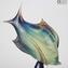 Poisson sur socle - Sculpture en calcédoine - Verre de Murano original Omg