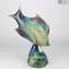 Poisson sur socle - Sculpture en calcédoine - Verre de Murano original Omg