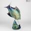 ベースの魚-カルセドニーの彫刻-オリジナルのムラーノグラスオム